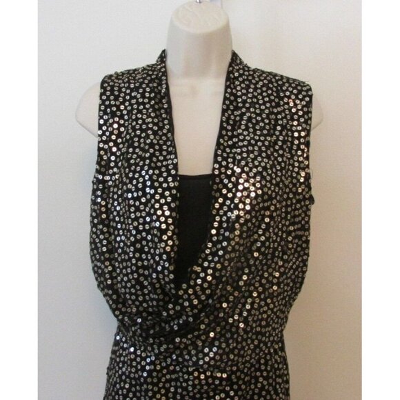 DVF Diane von Furstenberg Issie dress goldo gold sequin black cocktail new 0 - Picture 2 of 4